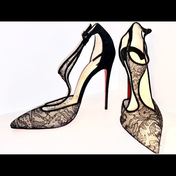 Christian Louboutin Shoes - Black Lace Heels LOUBOUTIN